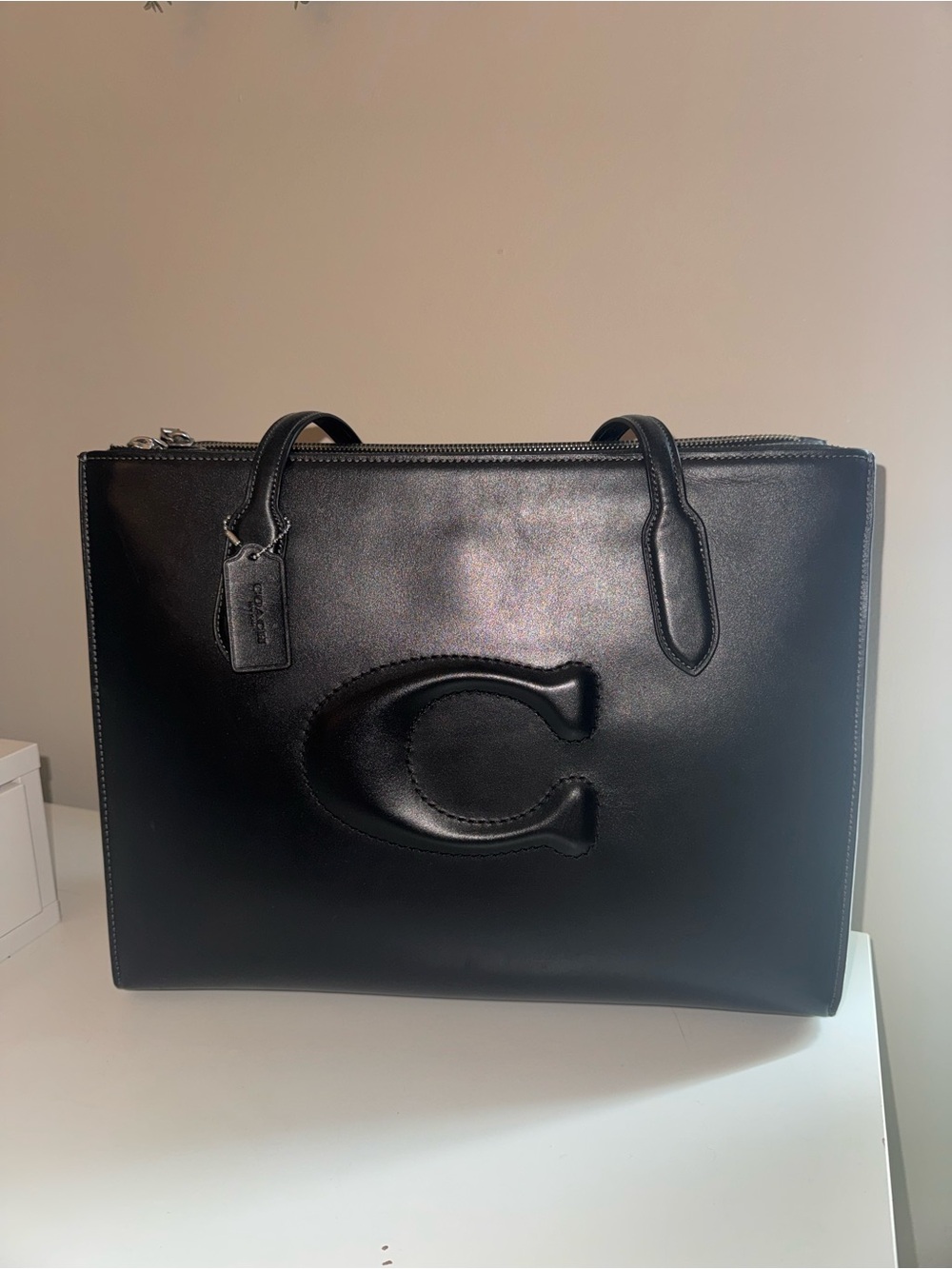Coach Nina Tote Bag in Black Leather